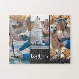 Dog Mom Established Modern Script Black 3 Photo  Jigsaw Puzzle