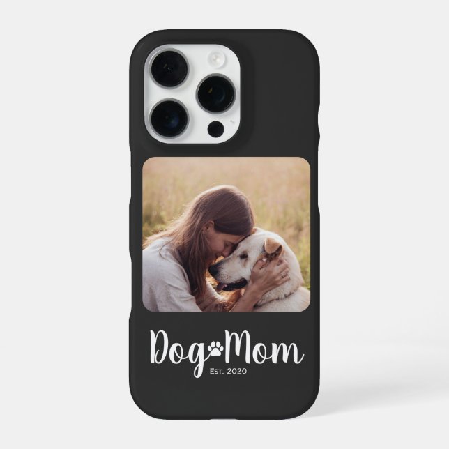 Dog Mom Established Script Photo iPhone Case (Back)