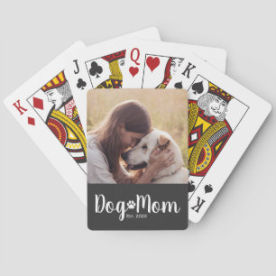 Dog Mom Established Script Photo Playing Cards