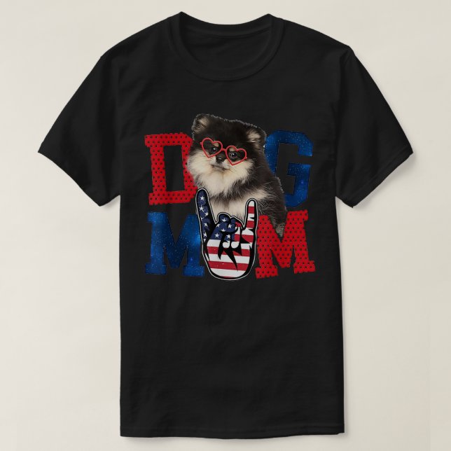 Dog Mom Happy Mother's Day Love Dog USA American F T-Shirt (Design Front)