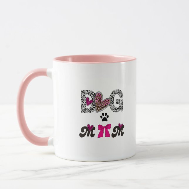Dog Mom Leopard Heart Mug -Mom Lover Gift  (Left)