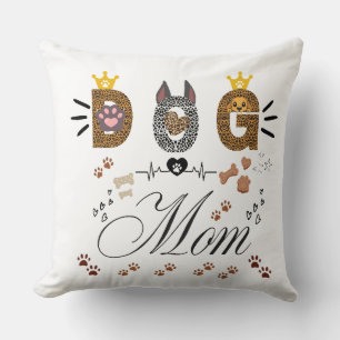 Dog Mom Leopard Print Paw Design/Leopard Dog Mom Cushion