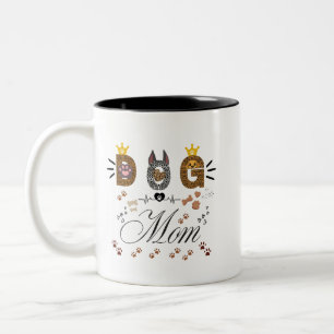 Dog Mom Leopard Print Paw Design/Leopard Dog Mom Two-Tone Coffee Mug