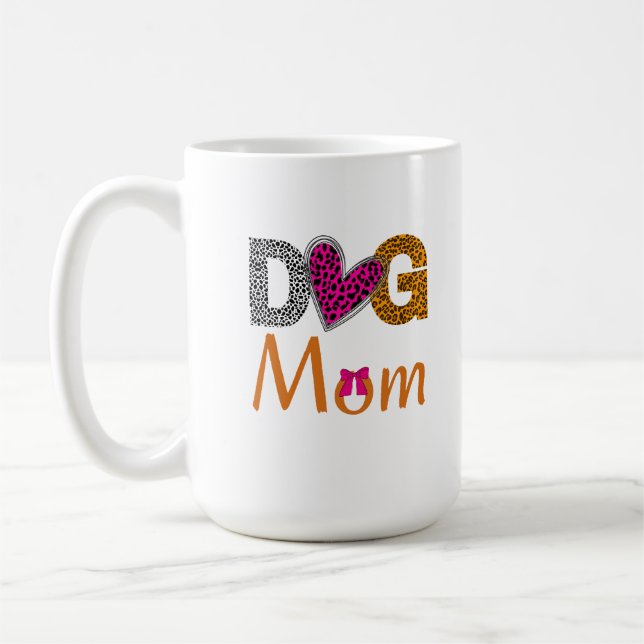 Dog Mom Leopard Print/Trending Dog  Lover Gift Coffee Mug (Left)