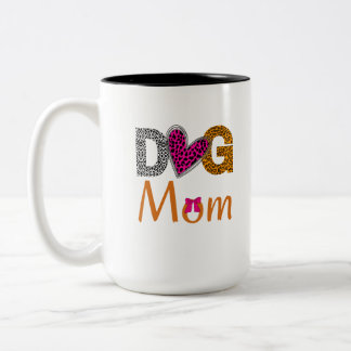 Dog Mom Leopard Print/Trending Dog  Lover Gift Two-Tone Coffee Mug