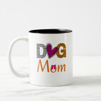 Dog Mom Leopard Print/Trending Dog  Lover Gift Two-Tone Coffee Mug