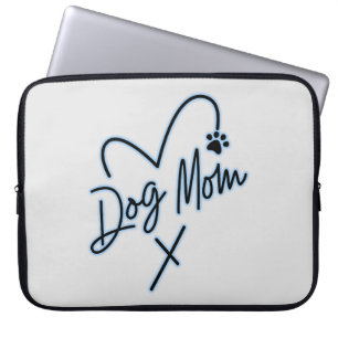 DOG MOM, LIGHT BLUE HEART LAPTOP SLEEVE