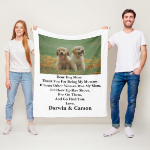 Dog Mom Mothers Customized Photo Mom Throw Blanket