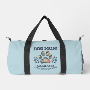 Dog Mom Paw Floral Duffle Bag