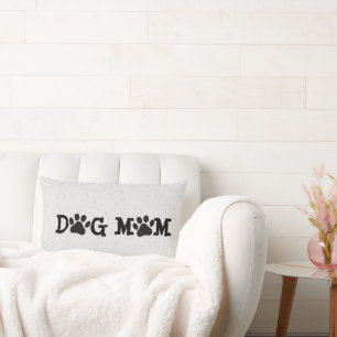 DOG MOM Pawprints Polka Dots Lumbar Cushion