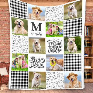 DOG MOM Personalised Photo Collage Unique Quilt  Fleece Blanket