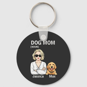 Dog Mom Portrait With Golden Retriever Art Key Ring