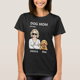 Dog Mom Portrait With Golden Retriever Art T-Shirt