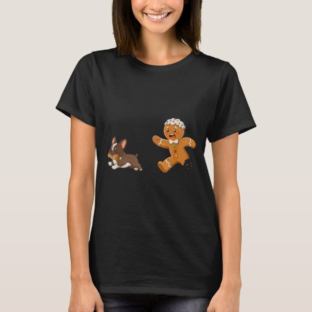 Dog Mom Shirt Gingerbread Chasing French Bulldog C (Front)