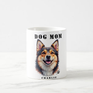 Dog Mom Simple Modern Dog Name & Photo Custom Coffee Mug