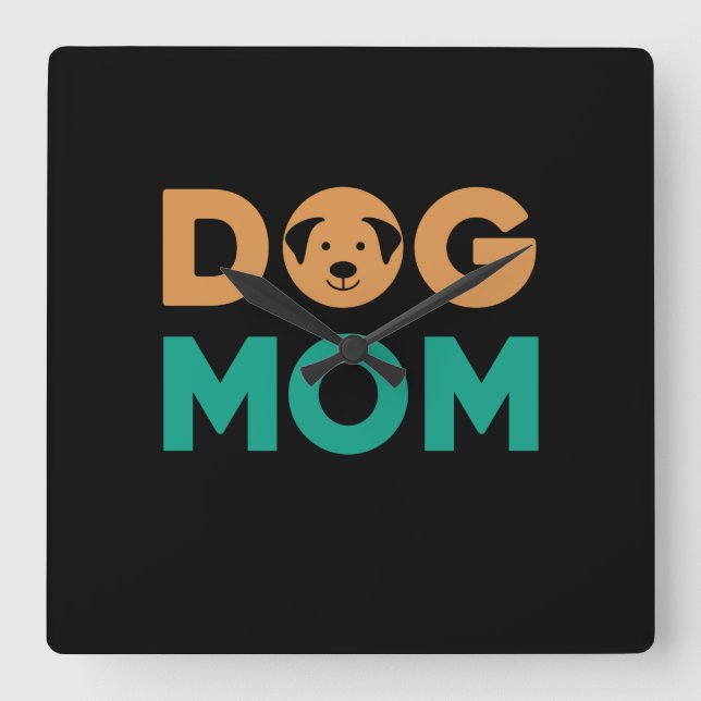Dog Mom Square Wall Clock (Front)
