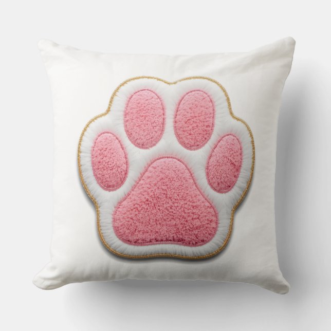 Dog Mom Throw Pillow | Embroidered Heart Paw Print (Front)