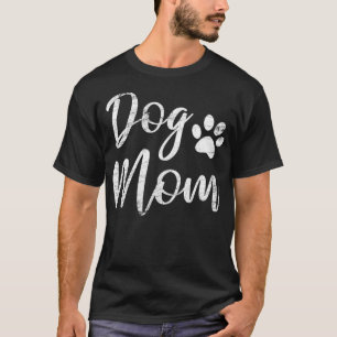 Dog Mom Vintage Distressed Design Funny Dog Paw T-Shirt