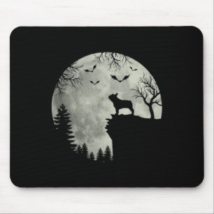 Dog Moon Howl In Forest Halloween Dog Frenchie Mouse Mat