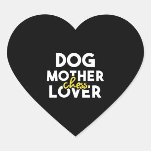 Dog Mother Chess Lover Heart Sticker