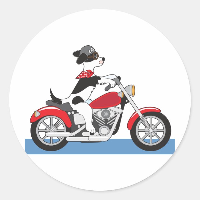 Dog Motorcycle Classic Round Sticker (Front)