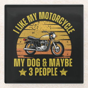 Dog Motorcycle Glass Coaster
