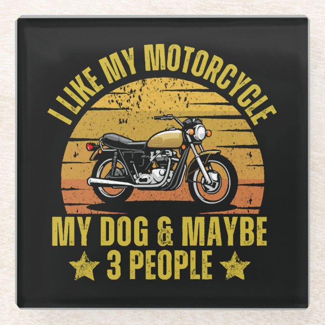 Dog Motorcycle Glass Coaster (Front)