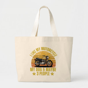 Dog Motorcycle Large Tote Bag
