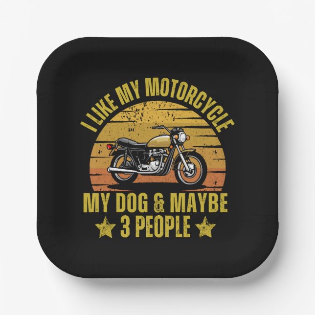 Dog Motorcycle Paper Plate (Front)