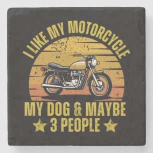 Dog Motorcycle Stone Coaster