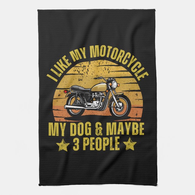 Dog Motorcycle Tea Towel (Vertical)