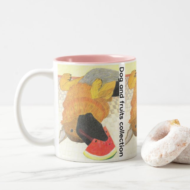 Dog mouth and watermelon Two-Tone coffee mug (With Donut)