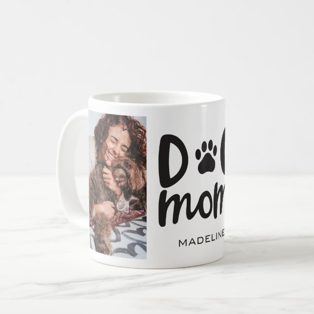 Dog Mum 2 Photo Name Coffee Mug Cup (Front Left)