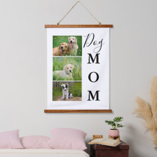 Dog Mum 3 Photo Collage Wood Topped Wall Tapestry