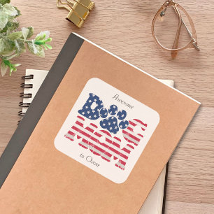 Dog Mum American Flag Grunge Red White Blue Square Sticker