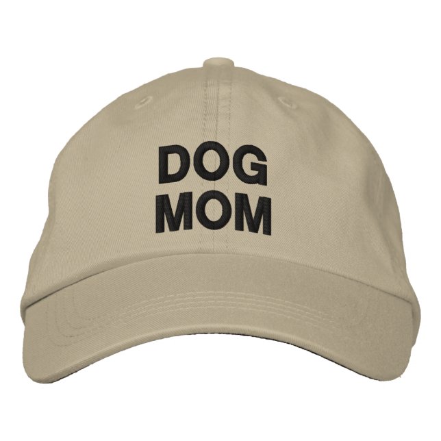 Dog Mum black beige Embroidered Baseball Cap (Front)