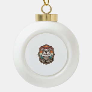 Dog Mum Bone Bandanna Vintage Frame_1 Ceramic Ball Christmas Ornament
