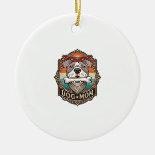 Dog Mum Bone Bandanna Vintage Frame_1 Ceramic Tree Decoration