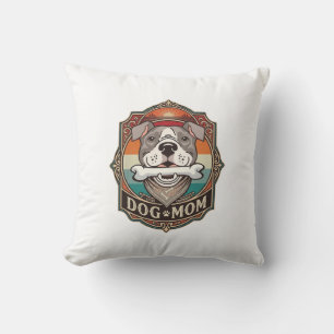 Dog Mum Bone Bandanna Vintage Frame_1 Cushion