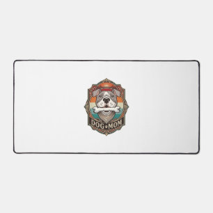 Dog Mum Bone Bandanna Vintage Frame_1 Desk Mat