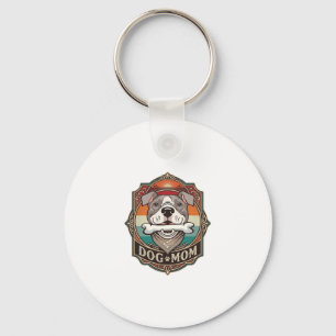 Dog Mum Bone Bandanna Vintage Frame_1 Key Ring