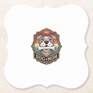 Dog Mum Bone Bandanna Vintage Frame_1 Paper Coaster