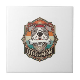 Dog Mum Bone Bandanna Vintage Frame_1 Tile
