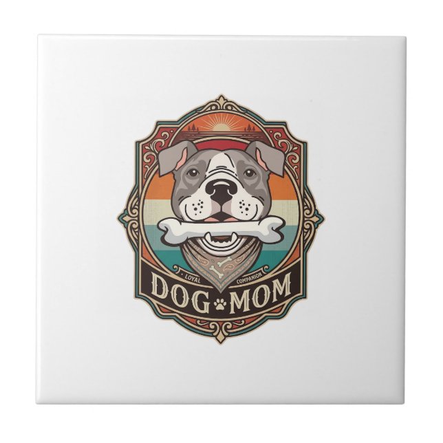 Dog Mum Bone Bandanna Vintage Frame_1 Tile (Front)