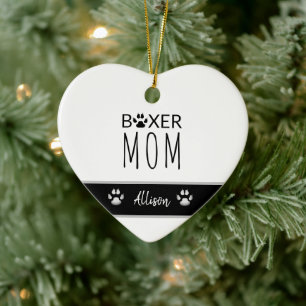 Dog Mum Boxer Personalised Paw Prints Ceramic Tree Decoration