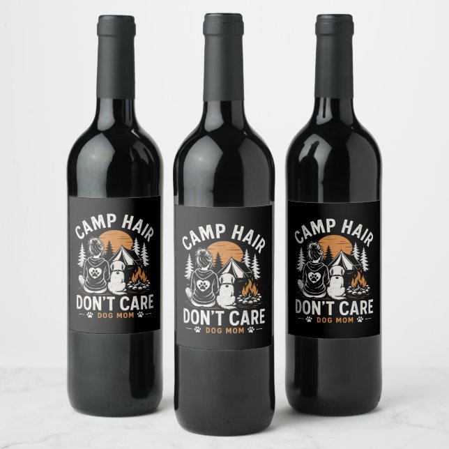 Dog Mum Camping Outdoor Campfire Wine Label (Bottles)