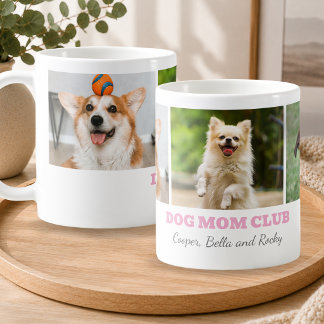 Dog Mum Club Pet Lovers Custom Photo Collage Names Coffee Mug