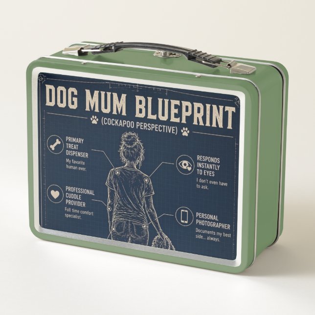 Dog Mum Cockapoo Blueprint Lunch Box (Back)