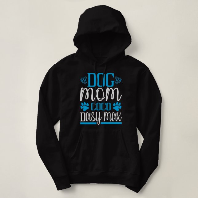 Dog Mum Coco Dasy Max Blue Design Graphic Hoodie (Design Front)