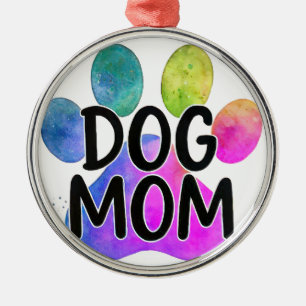 Dog Mum colourful paw pet lover Mother's Day Mummy Metal Tree Decoration